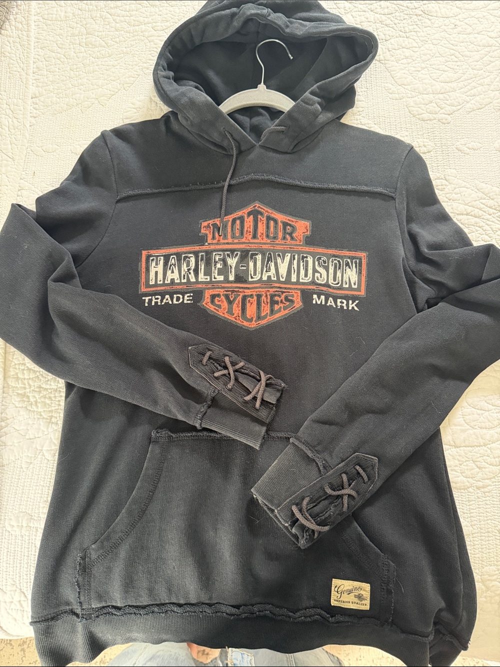 Harley-Davidson Black Crewneck Sweater with Orange Logo